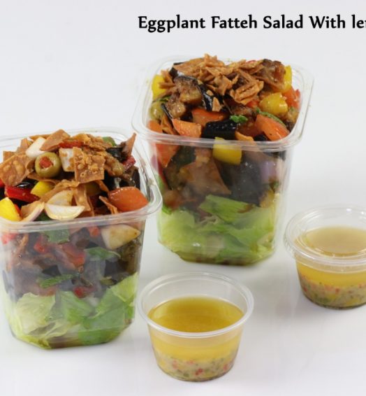 Eggplant Fatteh Salad With Lemon Dressing