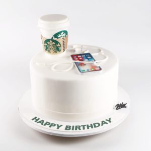 i phone and star bucks cake