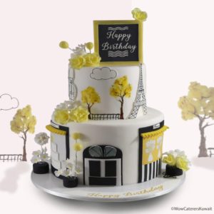 Elegant Paris Theme Birthday Cake.