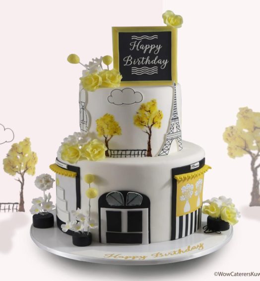 Elegant Paris Theme Birthday Cake.
