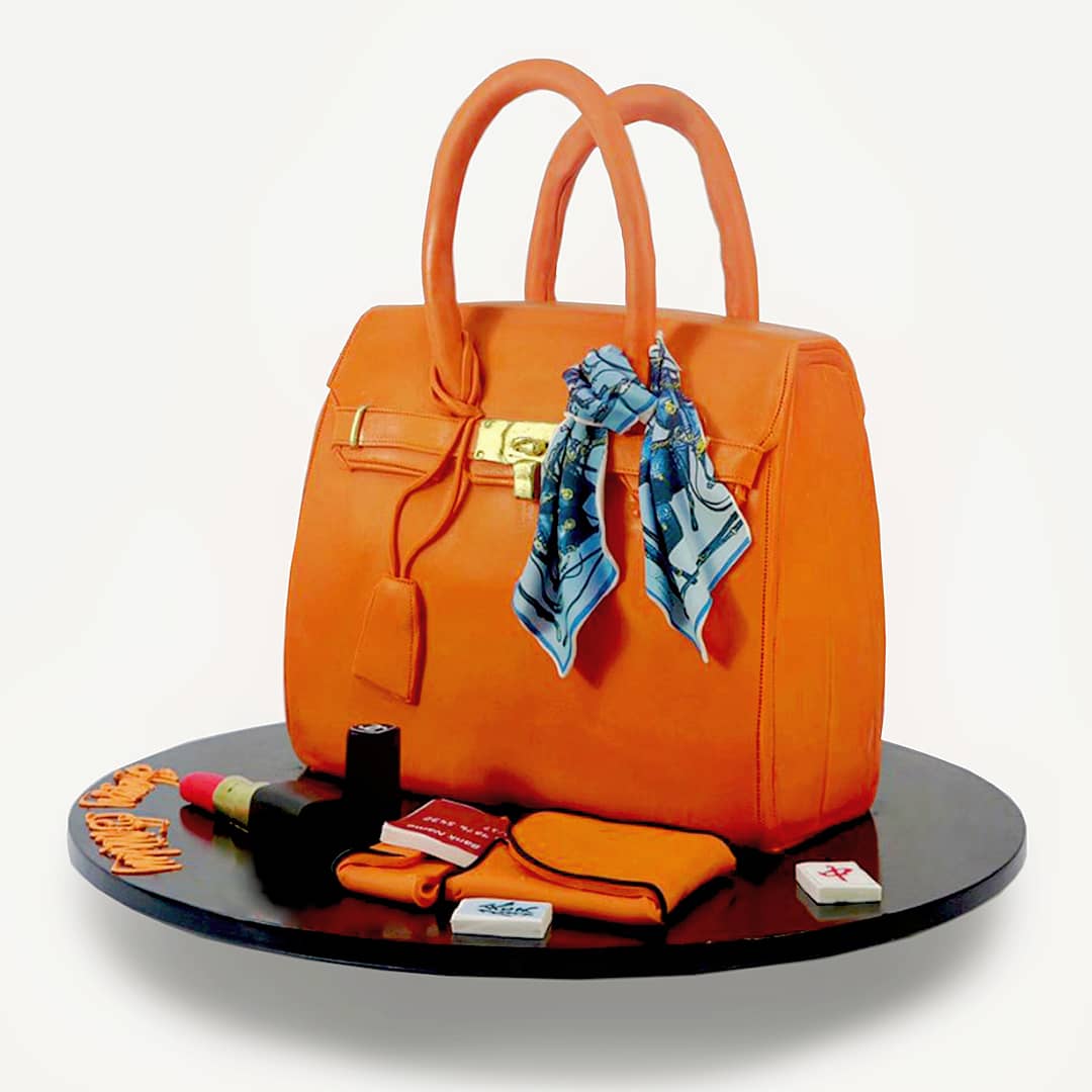 Hermes alligator skin studded hand bag cake - Decorated - CakesDecor