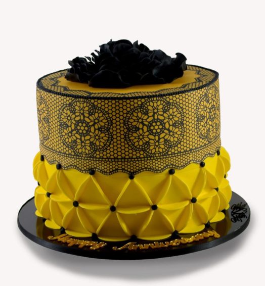 Elegant Black Lace Cake