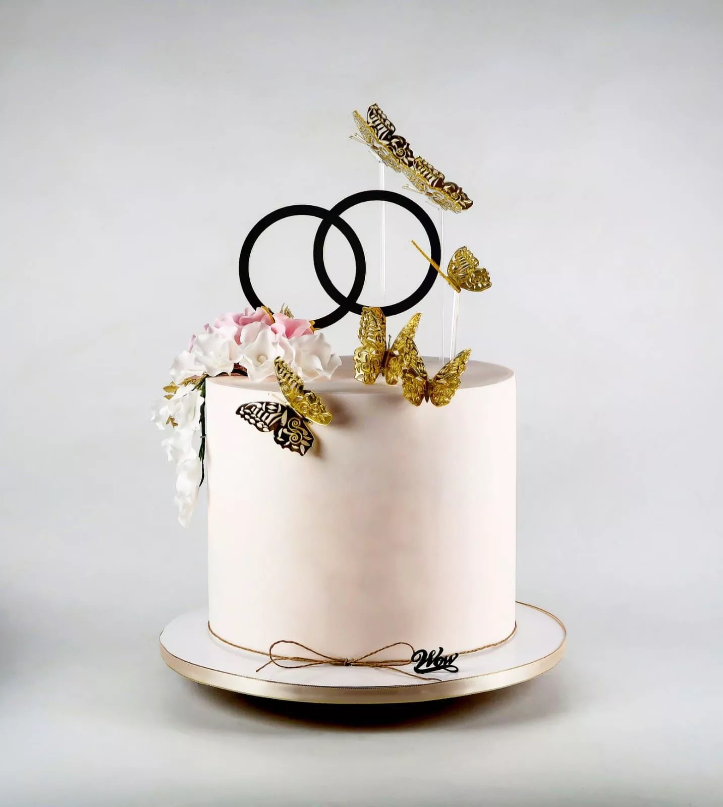 Rose Gold Acrylic 'Engaged' Diamond Ring Cake Topper