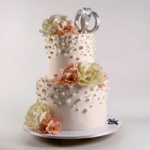 Engagement Sugar Flower Cake .