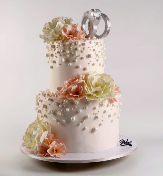 Engagement Sugar Flower Cake .