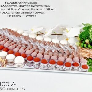 Flower Arrangement with Assorted Coffee sweets Tray