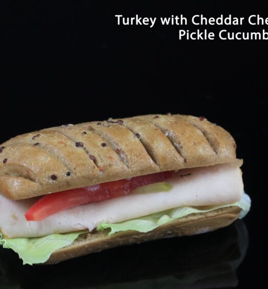 Turkey With Cheddar Cheese Tomato Pickle Cucumber