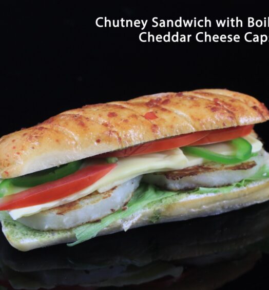 Chutney Sandwich With Boiled Potatoes Cheddar Cheese  Capsicum