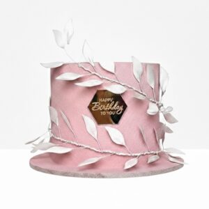 Pink Textured Leaf Cake